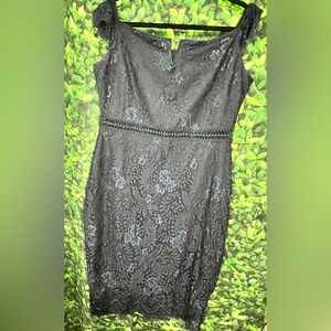 NWT allandwell womens elegant lace mini dress - Navy Blue / Size XL